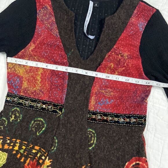 Just Living Floral Knit Long Sleeve V Neck Shirt size 1 - Picture 10 of 11